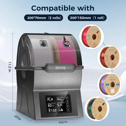 Sovol Filament Dryer Box SH02 Filament Dehydrator PTC Fast Heater & Touch Screen