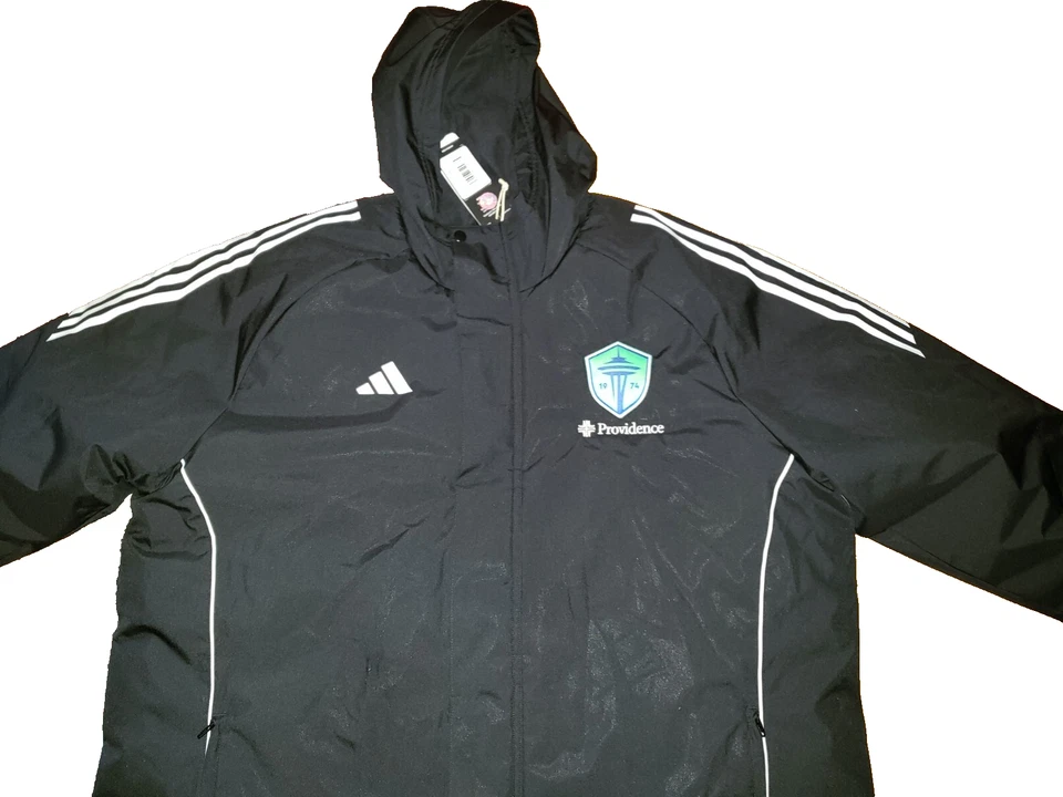 Men's Seattle Sounders FC adidas Black Tiro 24 Full-Zip Winter Hoodie Jacket 2XL - Image 2 of 4
