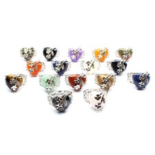 Heart Flower Ring Natural Chakra Crystal Love Rose Quartz Jewelry Reiki Healing