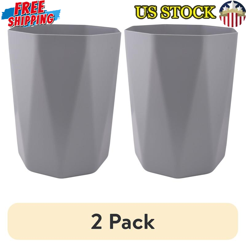 2 Pack 5 Gallon Geometric Wastebasket Durable Easy Clean Home Office Upgrade New