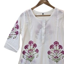 Casual Women s Floral Block Print Kurta S Pure Cotton Comfy Summer Co-Ordinate