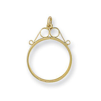 Schlichter mittelschwerer Anhänger 9 kt Gold mit Schnörkelspitze halb/voll Souverän Fassung 