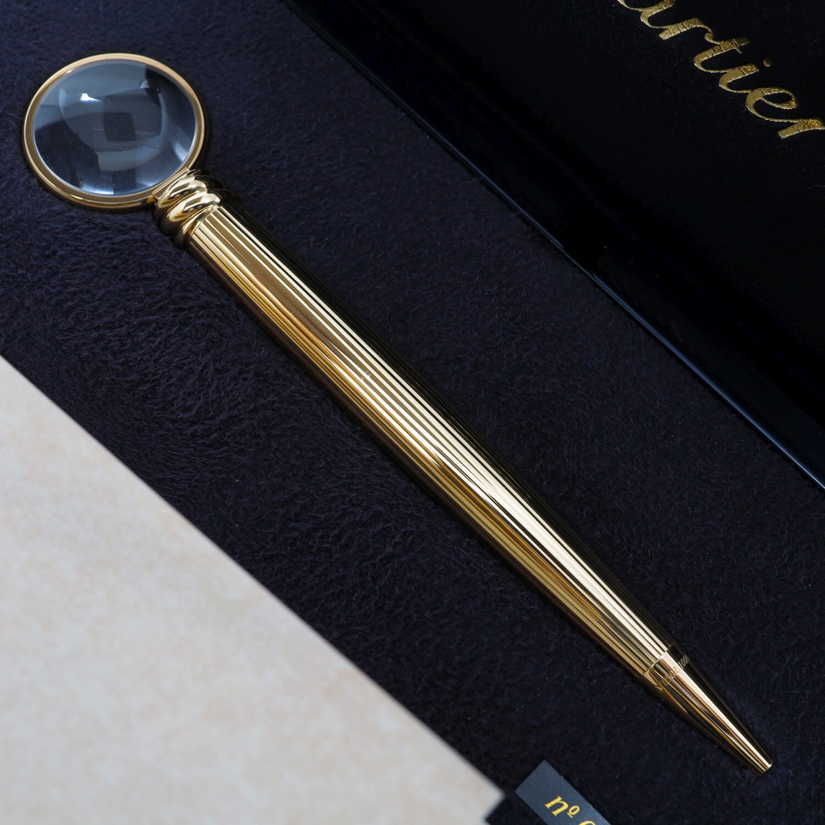 CARTIER GOLD PLATED BALLPOINT WITH MAGNIFYING GLASS LE #501