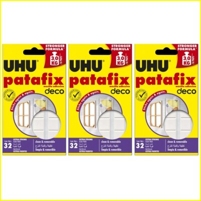3 x UHU Patafix Homdeco Strong Bond 32 Strong Glue Pads Sticks