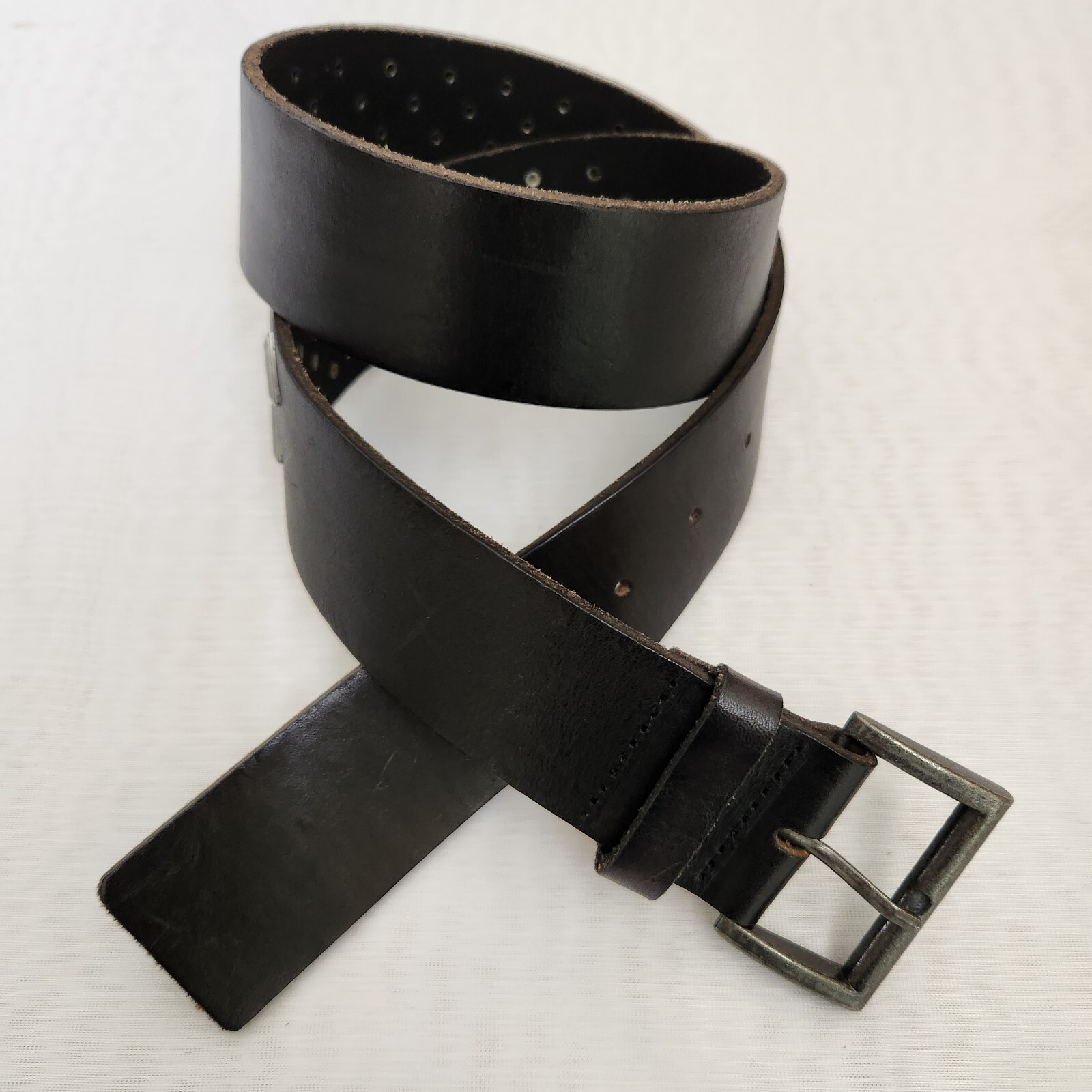 Fina Firenze Womens Small Black Studded Leather Wide Belt