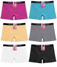 6 Womens Sports Cotton Boxer Shorts BoyShorts Yoga Fitness Gym Lot #3159 S-XL