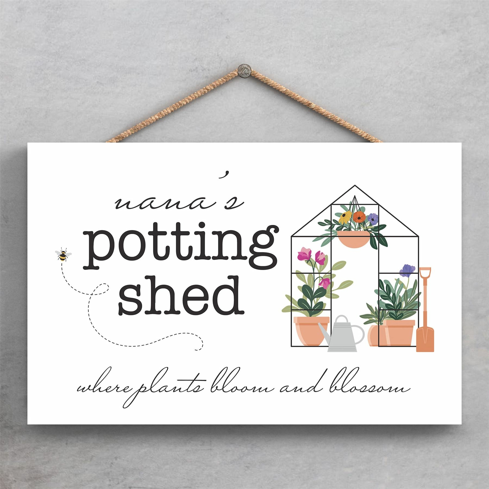 NANAS POTTING SHED SPRING MEADOW THEME WOODEN HANGING PLAQUE