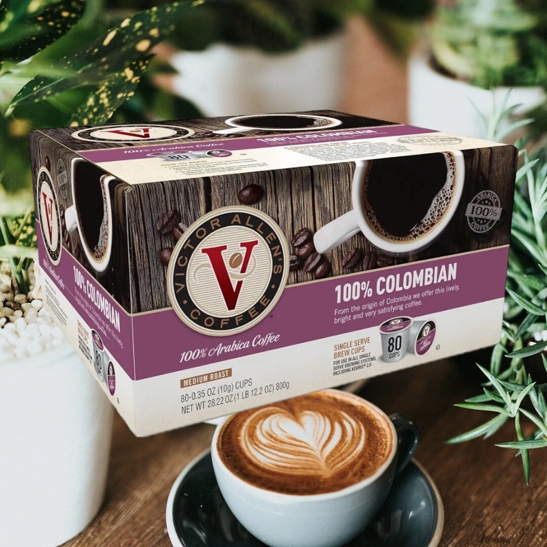 Victor Allen 100 Colombian Coffee 80 Count Keurig K cup Pods Box Damaged