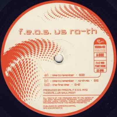 Pascal F.E.O.S. Vs. Ro-Th Time To Remember Vinyl Single 12inch Planet Vision