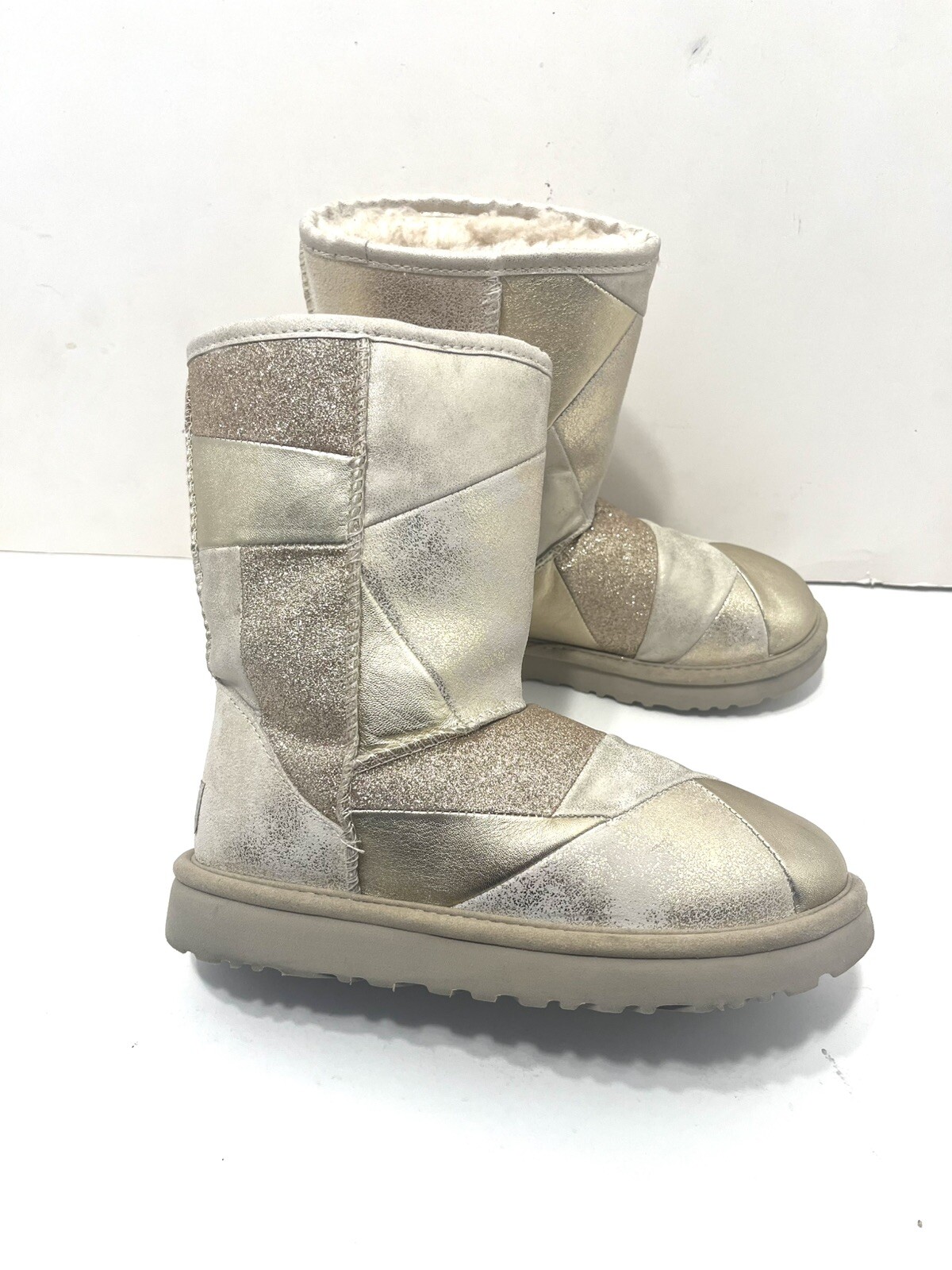 Rare UGG Classic Gold Glitter Patchwork Pull On S… - image 16