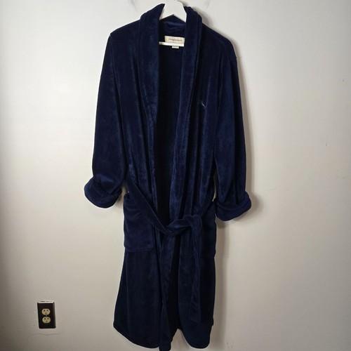 Tommy Bahama Men's Size S/M Bathrobe Navy Blue Plush Fleece Robe - Picture 5 of 15