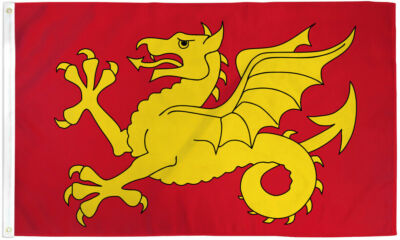 Flag of Wessex 3x5 ft Banner Wyvern UK Kingdom West Saxons Yellow Dragon Red 