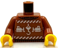 Lego New Dark Orange Minifig Torso Knit Fair Isle Holiday Sweater Christmas Xmas