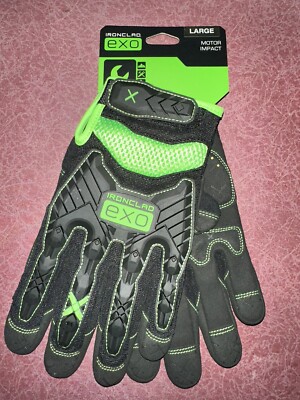 IronClad Gloves EXO2-MIG Motor Impact. Black/Green. Size Large