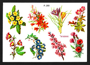 Decals Vintage Flower (5) Water Slide Transfer Art Deco-Cals 1950s Crafts Decor