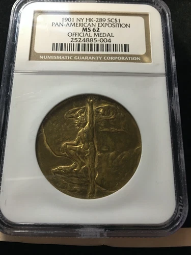 1901  NY  HK-289 SC$1, NGC Graded**MS-62**USA Pan American Expo Medal #004
