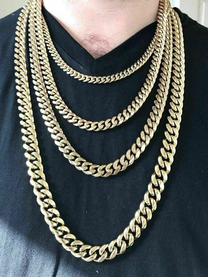 Corrente de elos cubana Miami com fecho CZ 1ct folheada a ouro 14k 18k aço inoxidável - Imagem 3 de 4