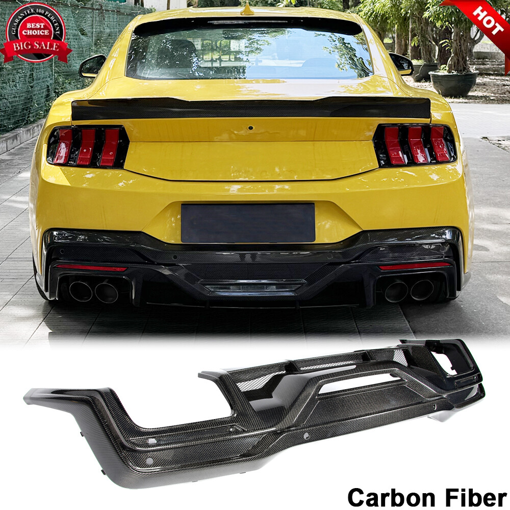 For Ford Mustang Standard 2024UP Real Carbon Rear Bumper Diffuser Lip Spoiler