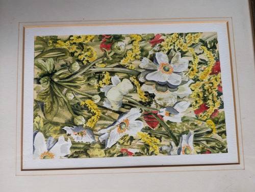 COLOURFUL GARDEN FLOWERS by DAPHNE McSEAN ORIGINAL FRAMED WATERCOLOUR - Picture 3 of 5
