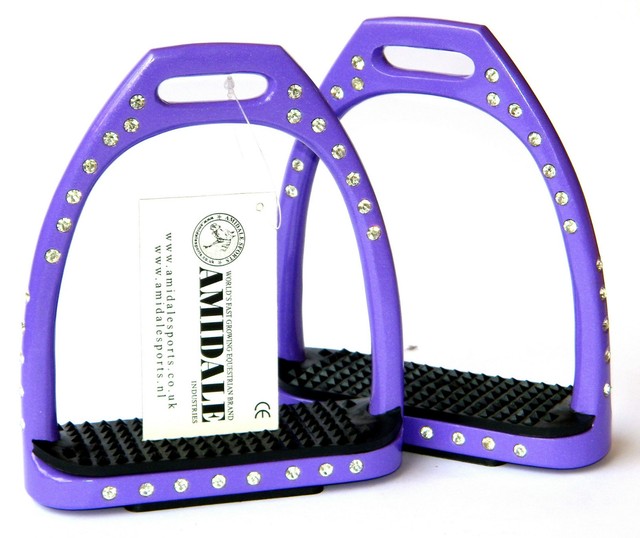 ALUMINUM LIGHTWEIGHT STIRRUPS HORSE RIDING 54 CRYSTALS/DIAMANTE IN