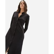 Everlane The Luxe Cotton Shirtdress Long Sleeve Collar Black Size XXS