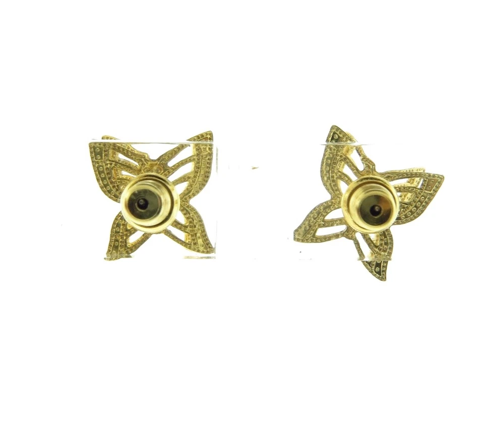 Aretes mariposa filigrana chapados en oro poste oro 14k Foto 4 de 4