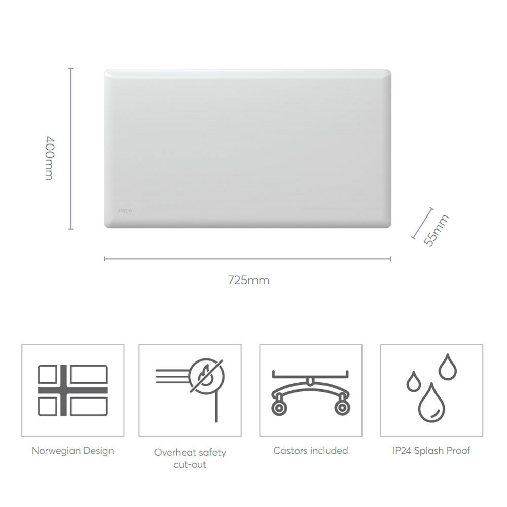 Nobo 1000W Slimline Wall Mount Panel Electric Heater w/ Castors/Thermostat  White 9420033214013 | eBay