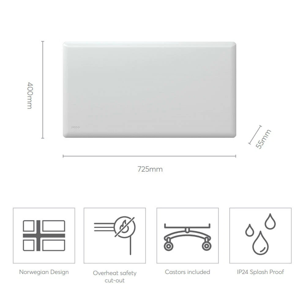Nobo 1000W Slimline Wall Mount Panel Electric Heater w/ Castors/Thermostat  White 9420033214013 | eBay