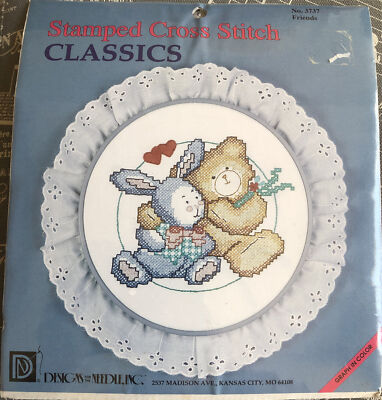 Vtg Designs For The Needle Inc Bunny & Bear Cross Stitch Classics Kit 3737 New