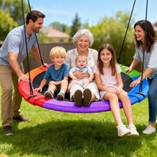 700lb 60" Large Saucer Tree Swing for Kids Adults Waterproof with Hanging Straps