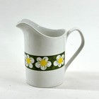 VINTAGE JOHNSON BROS MILK CREAM JUG DAISY FLOWER GREEN STRIPE RETRO KITCHENWARE