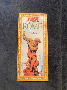 VINTAGE - TWA Rome Italy City Map - RARE (1950s)