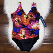 Longitude Women's Size 8 Side Shirred Surplice One Piece Swimsuit