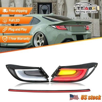 Clear Full LED Tail Lights Center For Toyota GR86 Subaru BRZ 2021-2025 Rear Lamp