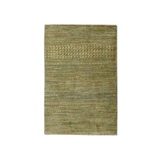 2'x3' Honey Brown Modern Grass Design Hand Knotted Wool and Silk Mat Rug R76663