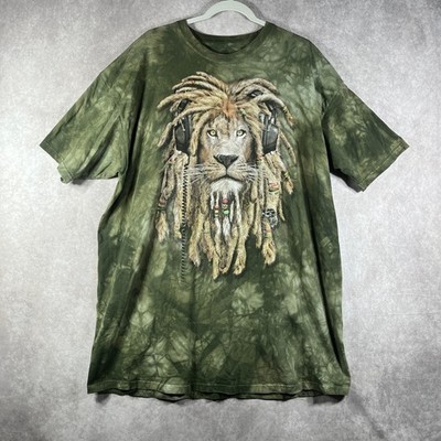 The Mountain Lion Dreads T-Shirt Mens Size XL Green Tie Dye Graphic Print Casual