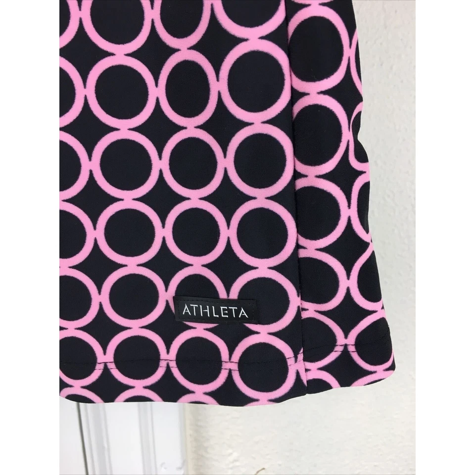 Camiseta sin mangas Athleta para mujer S negra rosa geométrica incorporada sujetador atlético espalda deportiva Foto 2 de 4