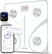 RENPHO Smart Body Fat Scale Bluetooth Weighing Scales 180kg White 280mm