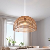 Pendelleuchte Boho E27 Ø 35 Cm Korb Schirm Beige Toki HäNgelampe Esszimmer