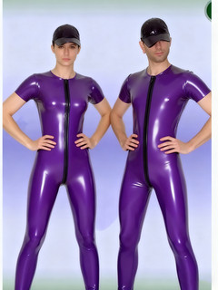 Costume 100% lattice catsuit gomma viola body zentai jumpsuit S XXL