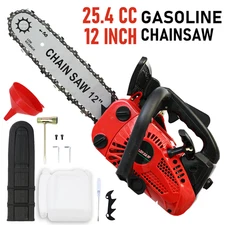 25.4CC Gas Top Handle Chainsaw 12'' Bar Chain 9800RPM 2-Stroke Engine Cut Tree