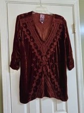 Johnny Was Shoba Velvet Tunic Top Size Small