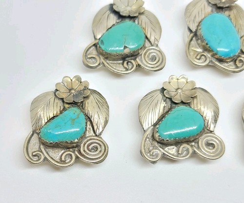 Vintage Lot Of 5 Southwestern Navajo Turquoise Button Cover Covers - Picture 2 of 6