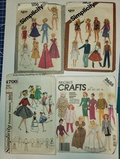 Vtg Sewing Patterns 11 1/2" Teen Doll Barbie Tina Mitzi+ Cut Complete Lot Of 4
