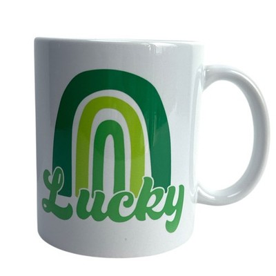 St Patrick s Day Lucky Rainbow Coffee Mug Green Retro Ceramic Coffee Cup