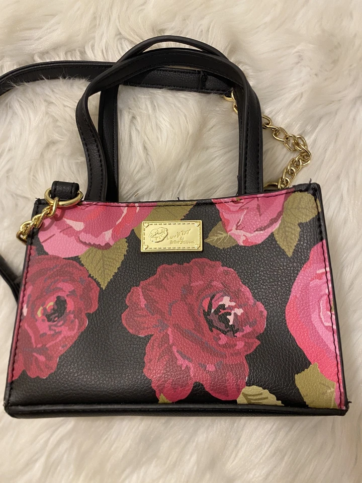 Bolso de Mano/Cartera Betsey Johnson Mini Rosa Floral Rosas Imitación Cuero Excelente Usado Co Foto 3 de 4