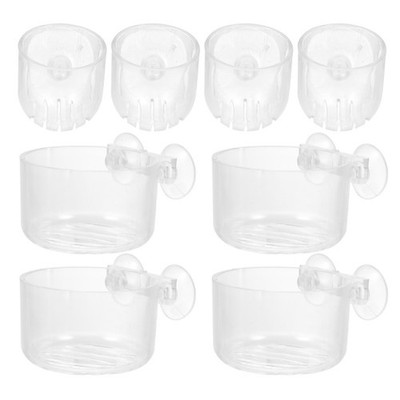 8pcs Fish Tank Feeder Dish - Aquarium Shrimp Feeder Dish with Suction Clear