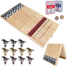 Large 23 inches Horse Race Board Game, Premium Durable Foldable Wooden Box, H...