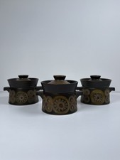 3 Denby Arabesque Soup Tureens Small Casseroles 11cm Diameter lids - vintage