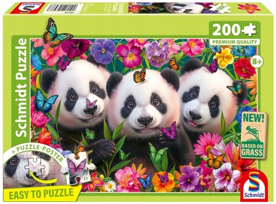 200-teiliges Puzzle: Drei Pandas - umweltfreundlich